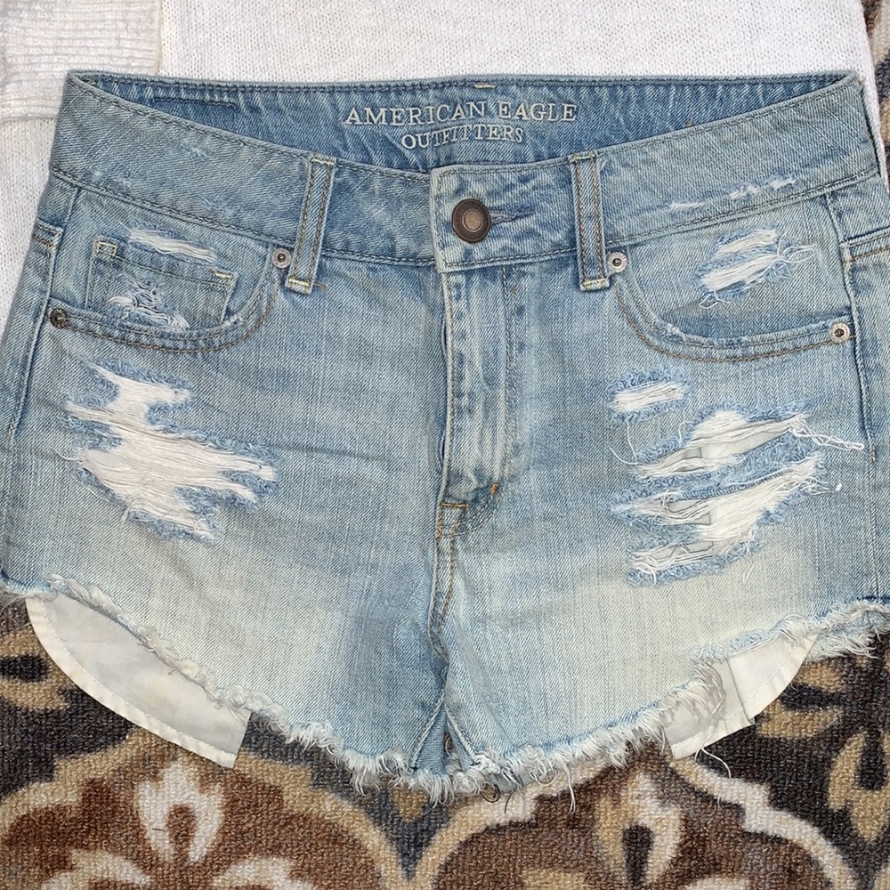American Eagle Light Wash Distressed Shorts